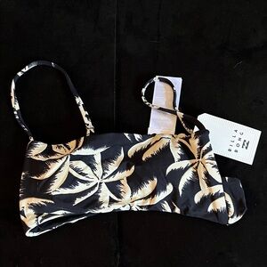 Billabong Black and Cream Palm Bikini Top